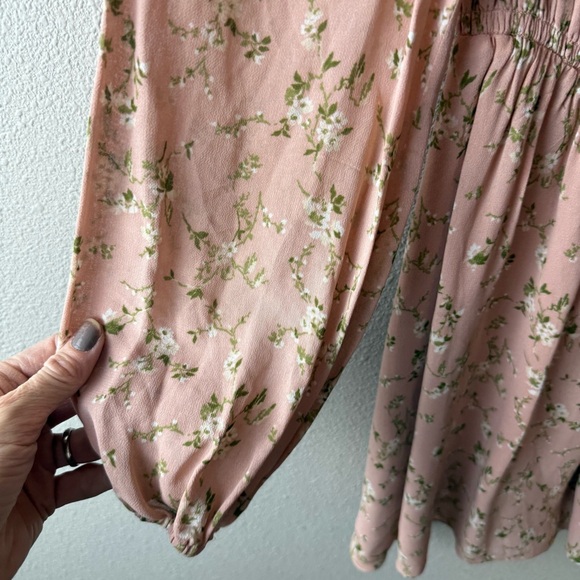 Reformation Morris Mini Dress Melody Blush Pink Long Sleeve Smock Floral Women 2 - Picture 9 of 16